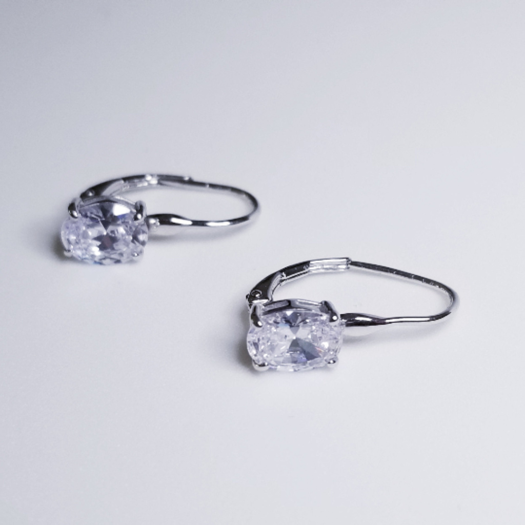 New 14k White Gold On 925 Fish Hook Cubic Zirconia